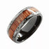 Men's 8mm Tungsten Ring Koa Wood Inlay With Laser Pattern Dome Wedding Band